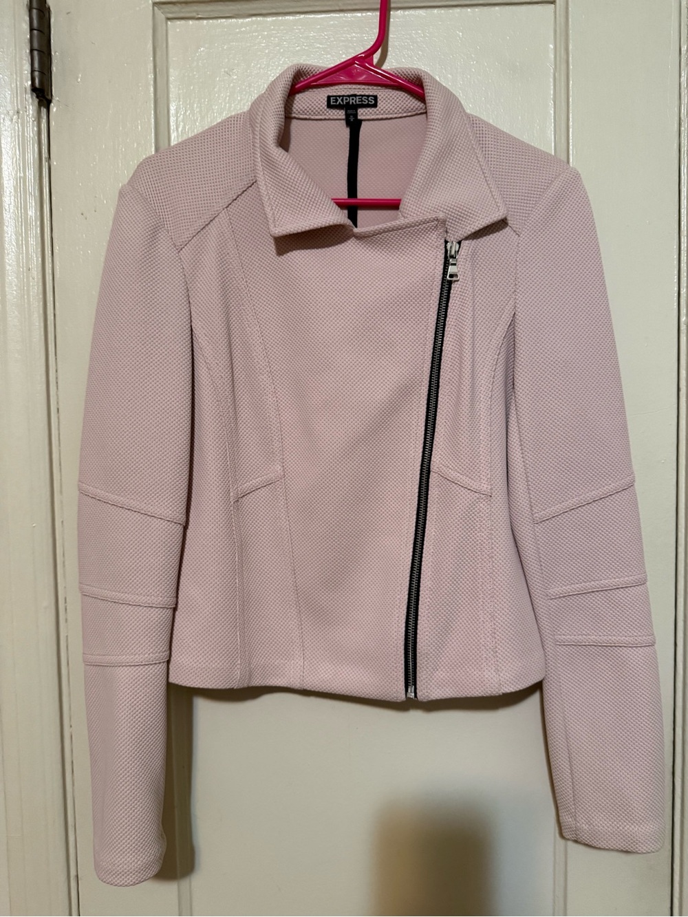 Express Women's Pale Pink Asymmetrical Moto Jacket
